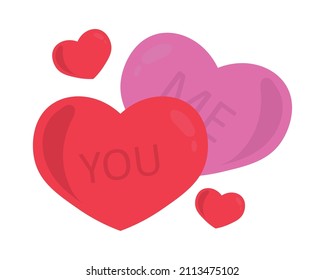 love hearts romance icon flat