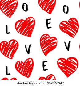 Love hearts seamless pattern. Vector.