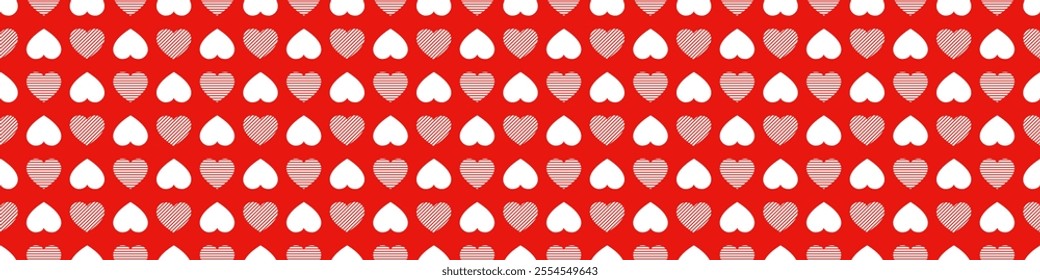 Love hearts seamless patterns set. St. Valentine's Day background vector illustration. Romantic repeated texture for greeting cards, invitation and holiday design, clothes prints, wrapping paper.