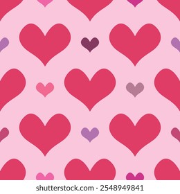 Love hearts seamless romantic pattern. Pink hearts seamless pattern. weding day ornament design. Happy Valentines Day texture. Vector illustration