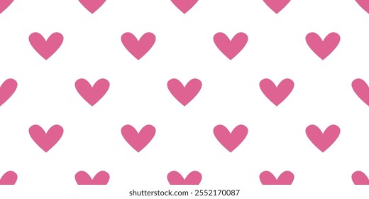 Corazones de amor sin patrón romántico. Patrón transparente de corazones rosados. diseño de adorno de día de boda. Textura feliz del día de San Valentín. Ilustración vectorial