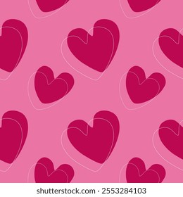 Love hearts seamless romantic pattern on pink background. For wedding decoration. I love you, symbol. Texture Happy Valentines Day.