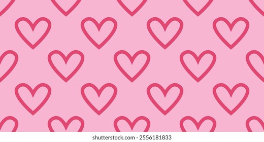 Love hearts seamless romantic pattern. Pink hearts seamless pattern. weding day ornament design. Happy Valentines Day texture. Vector illustration