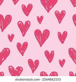 Love hearts seamless romantic pattern. Pink hearts seamless pattern. weding day ornament design. Happy Valentines Day texture. Vector illustration