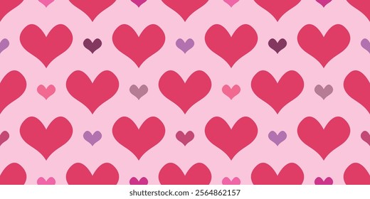 Love hearts seamless romantic pattern. Pink hearts seamless pattern. weding day ornament design. Happy Valentines Day texture. Vector illustration