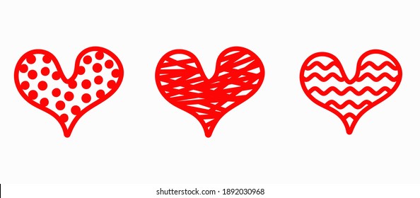 Love and hearts set icon. Hand drawn vector illustration, Isolated on white background. eps 10