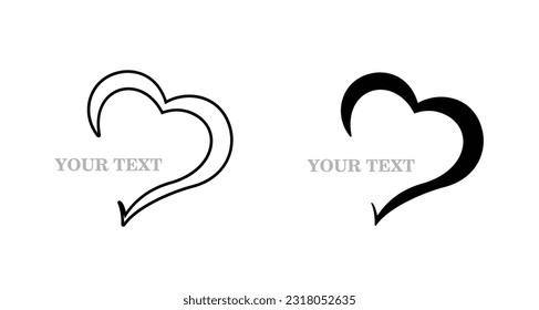 Love hearts shape logo vector. Template for card, invitation. Calligraphic love heart sign.