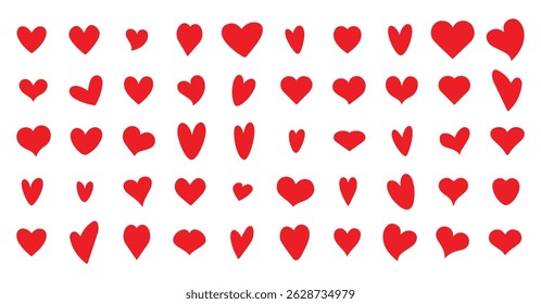 
Love hearts shapes icon. related to  Doodle hearts sketch set, Love Symbol, romantic, red hearts in different pose. Red heart symbol for Valentines Day. 