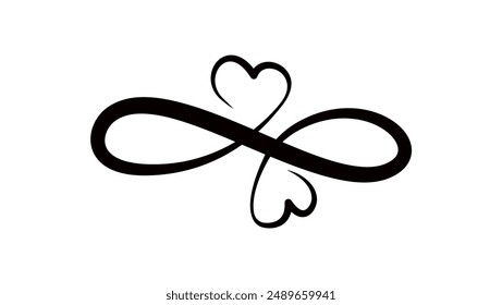 Corazones de amor en el signo del infinito, Negro Aislado Silueta