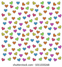 Love Hearts smiley pattern for valentine with pixel art style