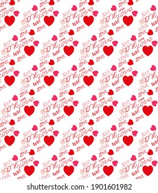 Love hearts and text messages repeating vector patten