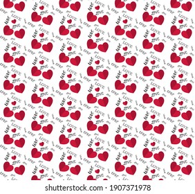Love hearts and text messages repeating vector patten