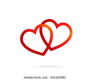 Love Hearts. two hearts connected. vector symbol concept for valentine , couple. Vector EPS 10