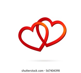 Love Hearts. two hearts connected. vector symbol concept for valentine , couple. Vector EPS 10