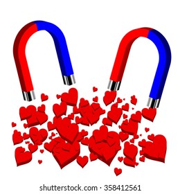 Love Hearts with Two Magnets Vector Isolated