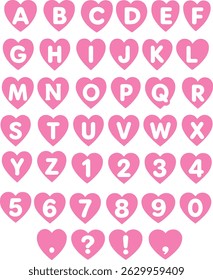 Love Hearts  typography font lettering ABC cartoon vector text