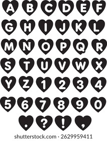 Love Hearts  typography font lettering ABC cartoon vector text