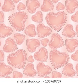 Love hearts Valentine Day Seamless Pattern. Abstract Pink Vector Background.
