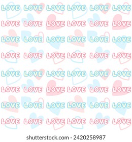 Liebe, Herzen, nahtloses valentines Muster für Hintergrund, Design, Dekoration, Druck und Umhüllung, rosa und blaue Pastelltöne