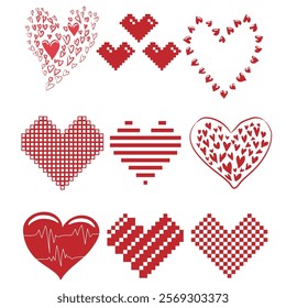 Love Hearts Valentine shape vector pack