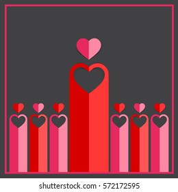 Love hearts Valentines day background , paper cut style