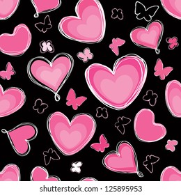 Love hearts Valentin's Day Seamless Pattern. Bright Vector seamless background.