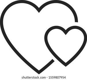 Love Hearts Vector Flat Outline Icon