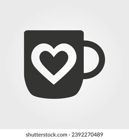 Love heart-shaped mug icon - Simple Vector Illustration