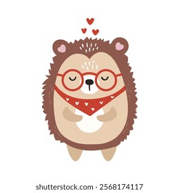 Love hedgehog animal isolated, valentines animal, kids illustration