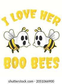 I Love Her Boo Bees Happy Halloween Vector illustration. Happy Halloween Background Vector illustration