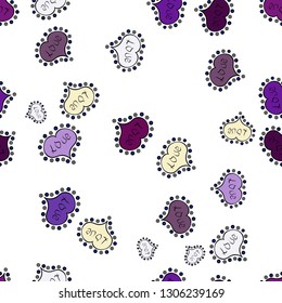 Love and Holiday theme. Vector illustration. Seamless pattern with realistic beautiful purple, black and white heart. Happy Valentines day.