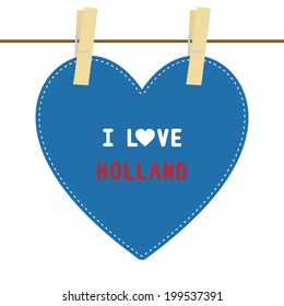 I lOVE HOLLAND letter. Card for decoration.