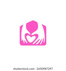 love home care logo with hand icon in flat design style