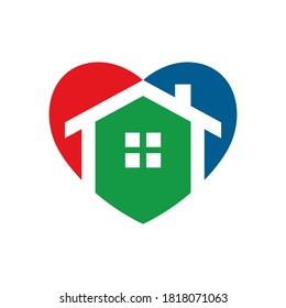 Concepto de amor y hogar, plantilla de logotipo de construcción. Muy adecuado para diversos fines comerciales, también para ícono, símbolo, logotipo o etc.