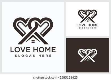 Love Home Design Inspiration. Love Home Symbol Vector Logo Design Template, Love Home Logo Design Vector Illustration