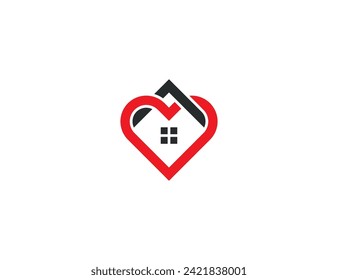 Love Home Heart House Logo Concept symbol icon sign Design. Care, Mortgage, Real Estate Logotype. Vector illustration logo template