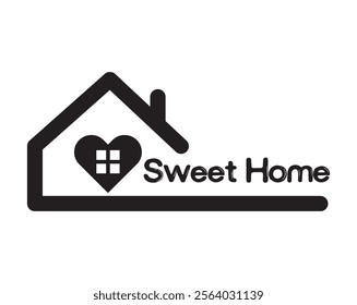 The Love Home icon combines a heart and house symbol, representing warmth, affection, and comfort. Ideal for real estate, interior design, or lifestyle branding, it delivers a modern VECTOR 