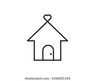 The Love Home icon combines a heart and house symbol, representing warmth, affection, and comfort. Ideal for real estate, interior design, or lifestyle branding, it delivers a modern VECTOR 