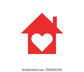 The Love Home icon combines a heart and house symbol, representing warmth, affection, and comfort. Ideal for real estate, interior design, or lifestyle branding, it delivers a modern VECTOR 