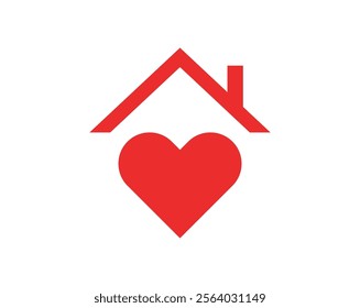 The Love Home icon combines a heart and house symbol, representing warmth, affection, and comfort. Ideal for real estate, interior design, or lifestyle branding, it delivers a modern VECTOR 