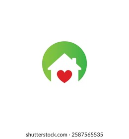 Love home icon logo flat vector design