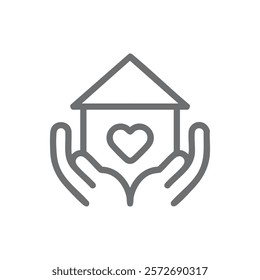 Love home icon in white background