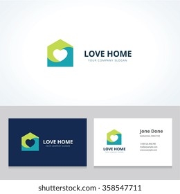 Love home logo and Business card vector template