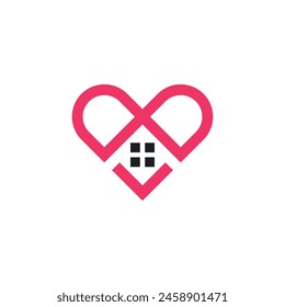 Love home logo design heart and house combination. Premium Vector