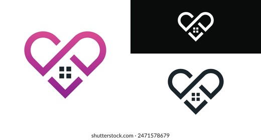 Love home logo design template house. Premium Vector
