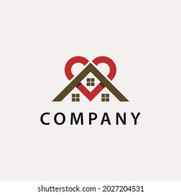 Love Home Logo design vector illustration