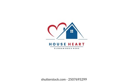 Love home Logo designs Template. house combined with heart logo design inspiration. premium vector EPS10 file.