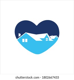 Love Home Logo. Heart and House Icon Combination. Health and Care Symbol. Flat Vector Logo Design Template Element