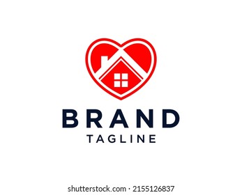 Love Home Logo. Heart and House Icon Combination. Health and Care Symbol. Flat Vector Logo Design Template Element.
