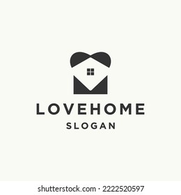 Love home logo icon flat design template 